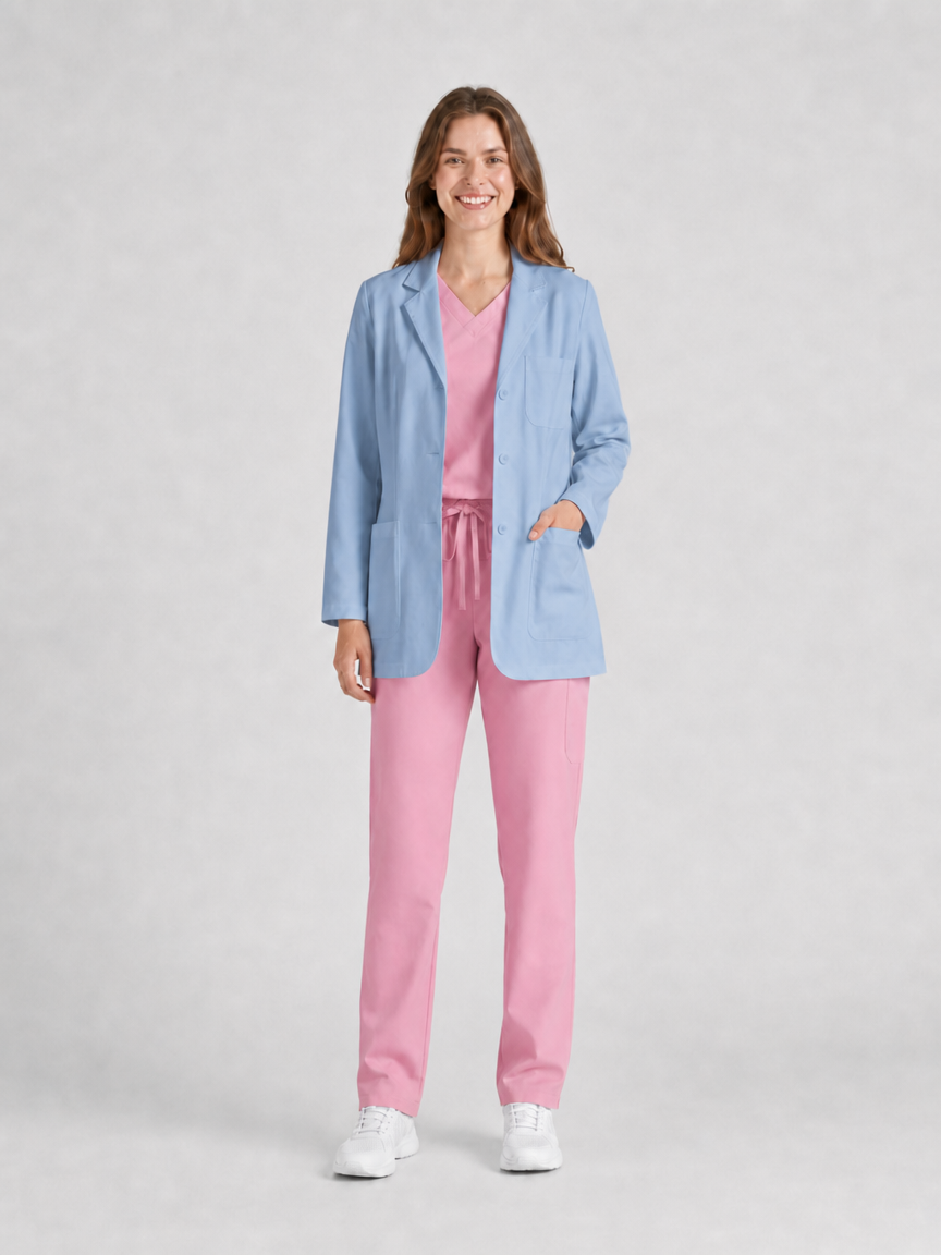 Women's Nuvra Classic Long Sleeve Lab Coat - Vela Steel Blue