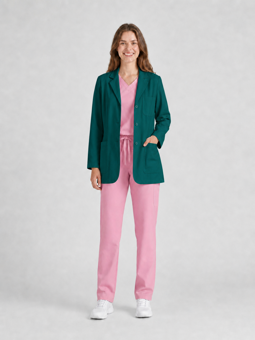 Women's Nuvra Classic Long Sleeve Lab Coat - Vela Green