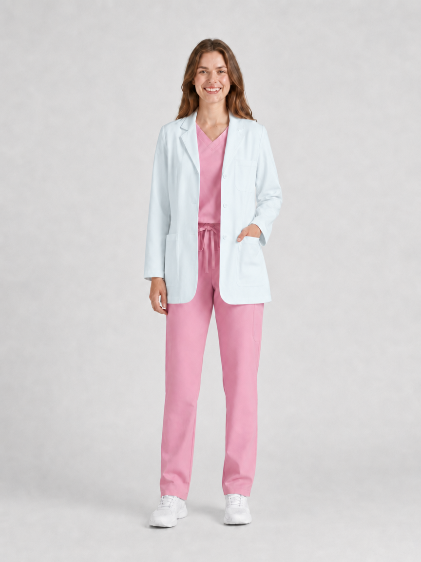 Women's Nuvra Classic Long Sleeve Lab Coat - Targa White
