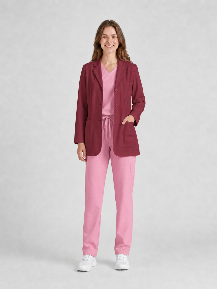 Women's Nuvra Classic Long Sleeve Lab Coat - Targa Maroon