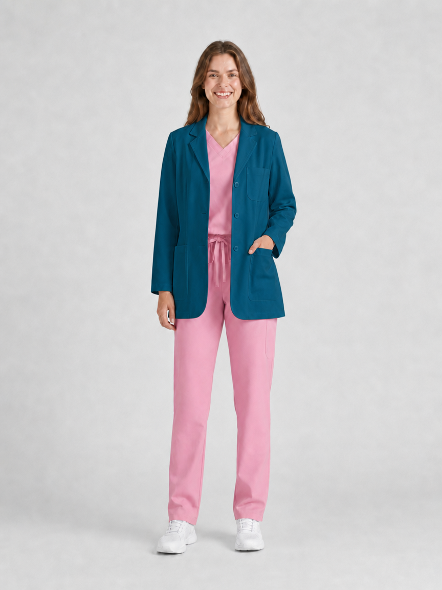 Women's Nuvra Classic Long Sleeve Lab Coat - Targa Peacock Blue