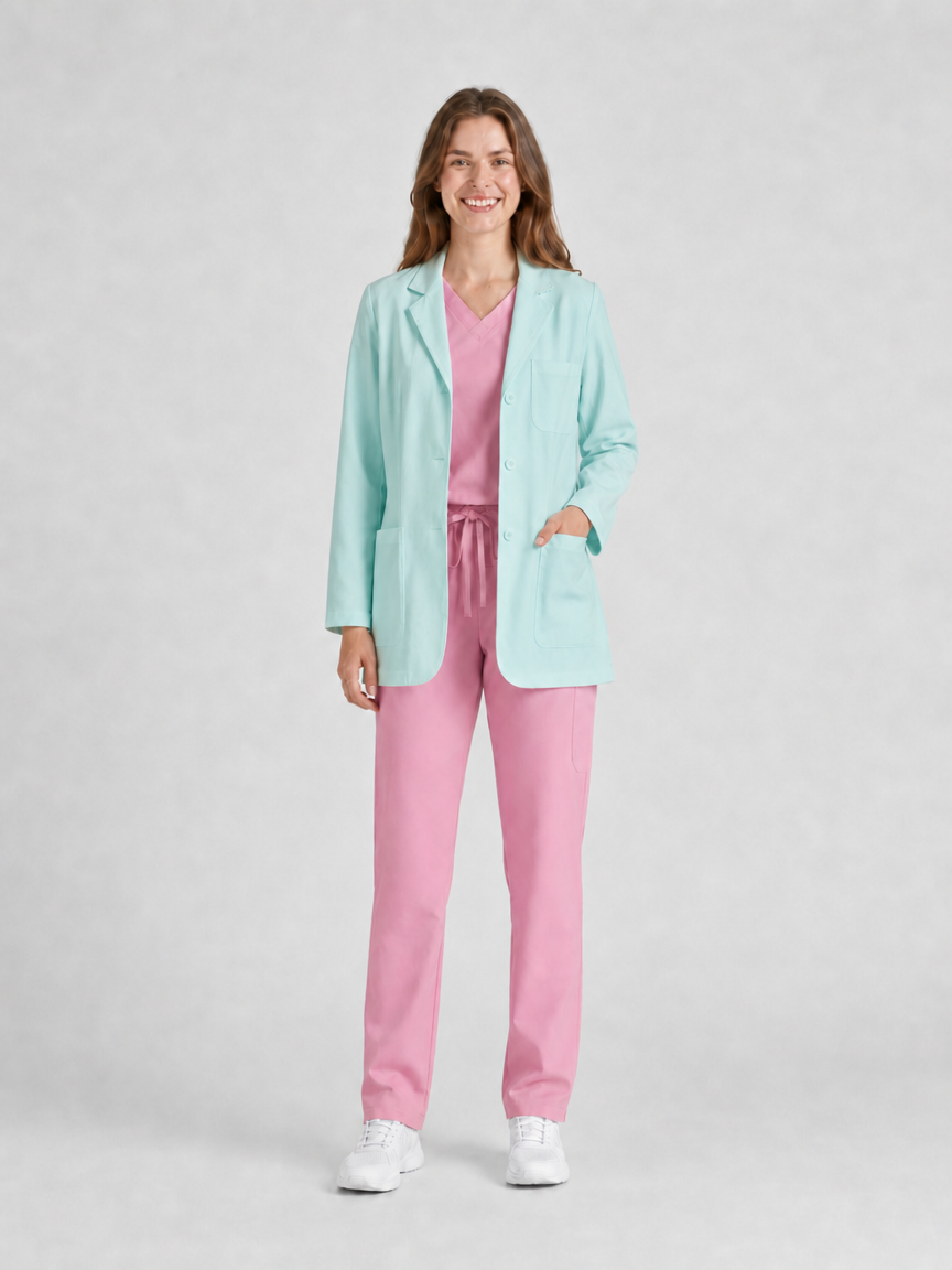Women's Nuvra Classic Long Sleeve Lab Coat - Aegis Coat Aqua Green