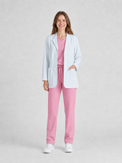 Women's Nuvra Classic Long Sleeve Lab Coat - Mova White