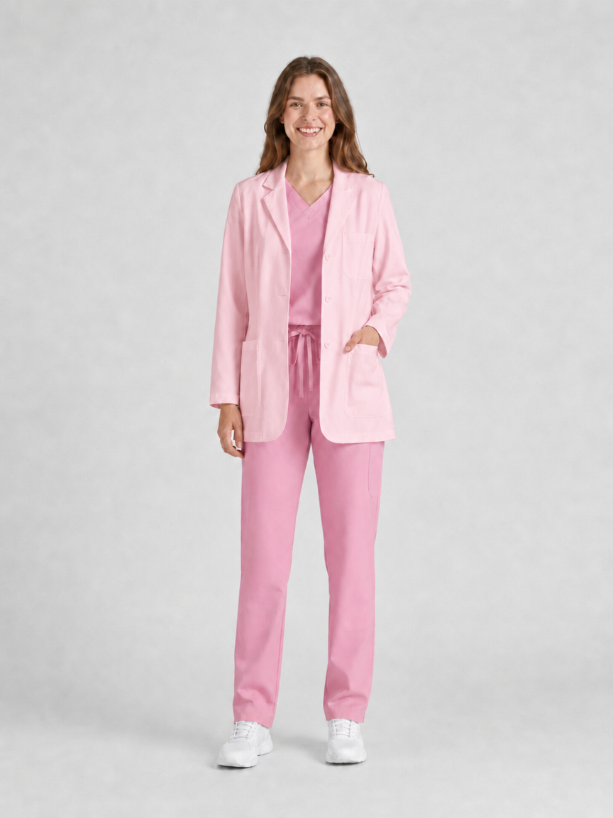 Women's Nuvra Classic Long Sleeve Lab Coat - Mova Pink