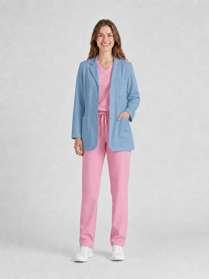 Women's Nuvra Classic Long Sleeve Lab Coat - Mova Dark Blue
