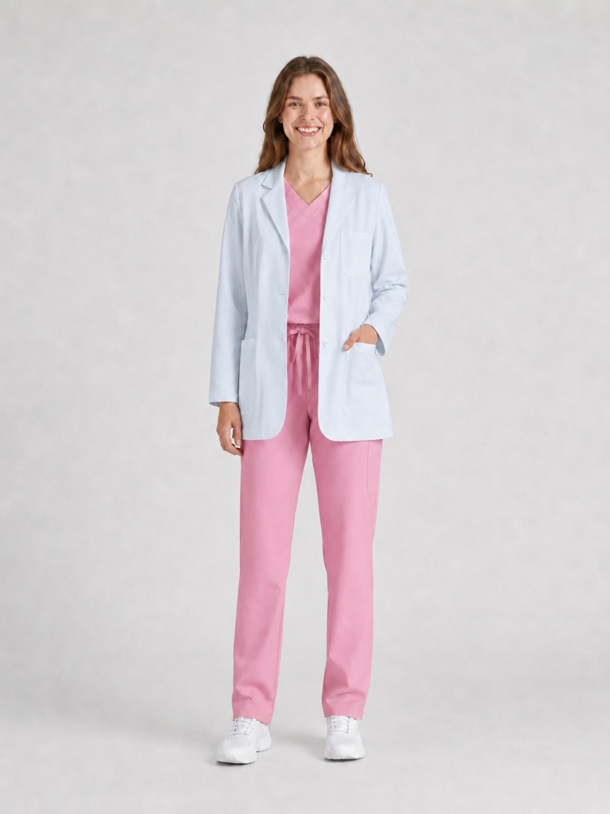 Women's Nuvra Classic Long Sleeve Lab Coat - Silvex White