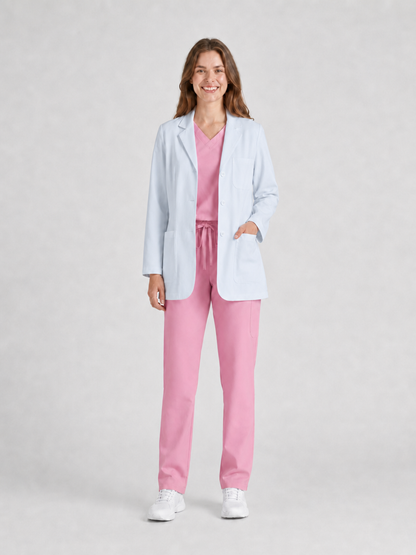 Women's Nuvra Classic Long Sleeve Lab Coat - Silvex White