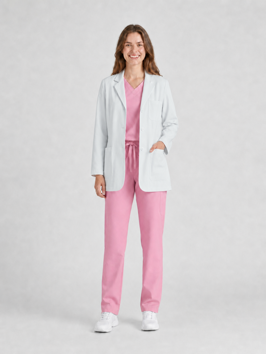 Women's Nuvra Classic Long Sleeve Lab Coat - Silvex Off White