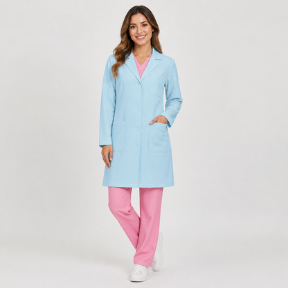 Women's Nuvra Classic Long Sleeve Lab Coat - Aegis Coat Light Blue