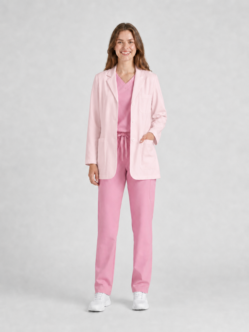 Women's Nuvra Classic Long Sleeve Lab Coat - Silvex Pink
