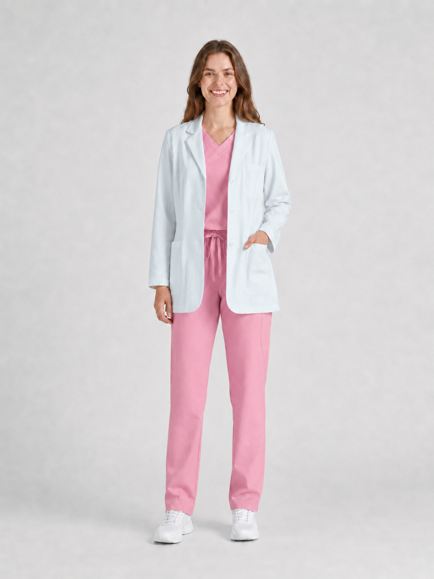 Women's Nuvra Classic Long Sleeve Lab Coat - Therma White