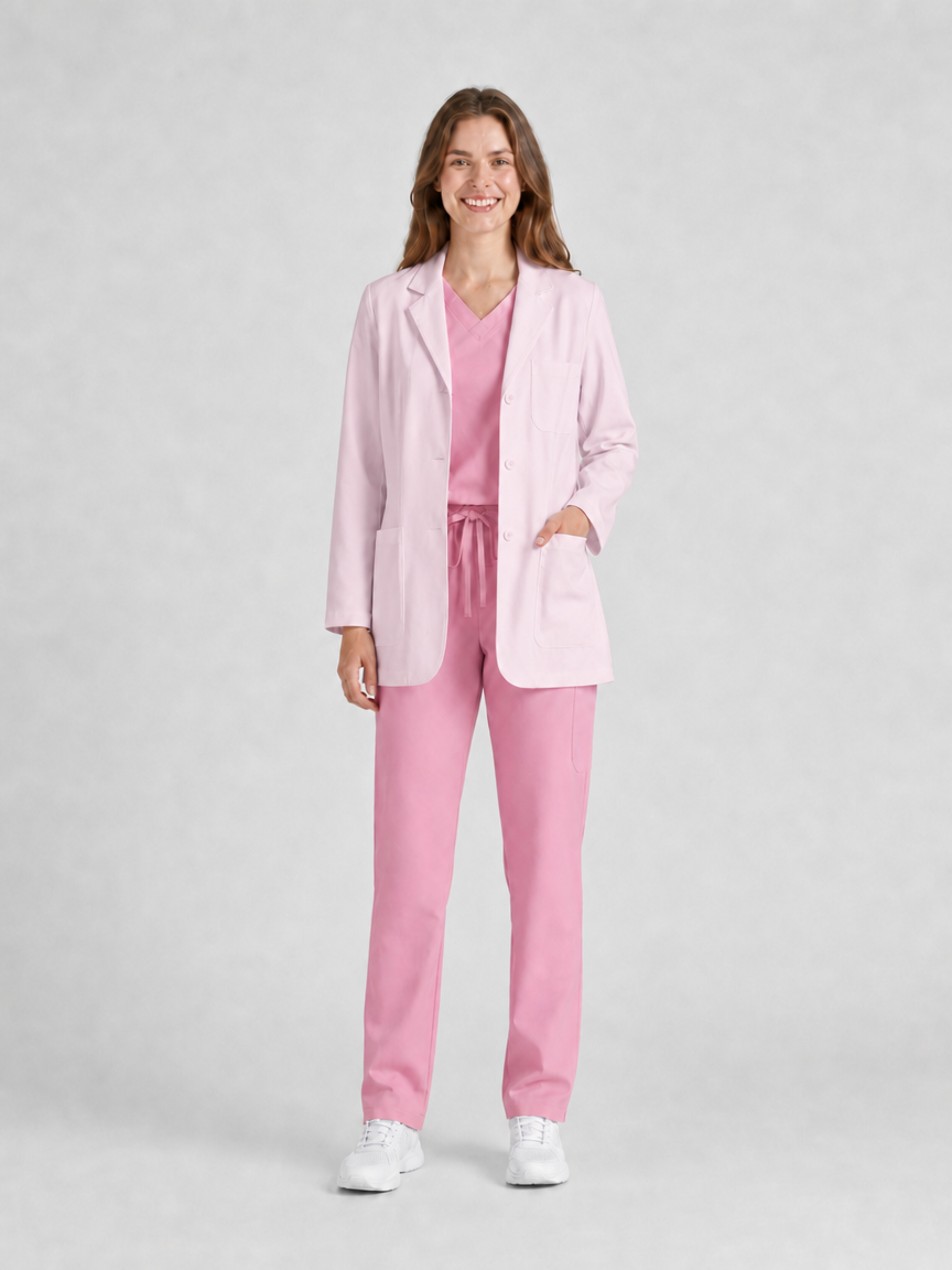 Women's Nuvra Classic Long Sleeve Lab Coat - Therma Pink