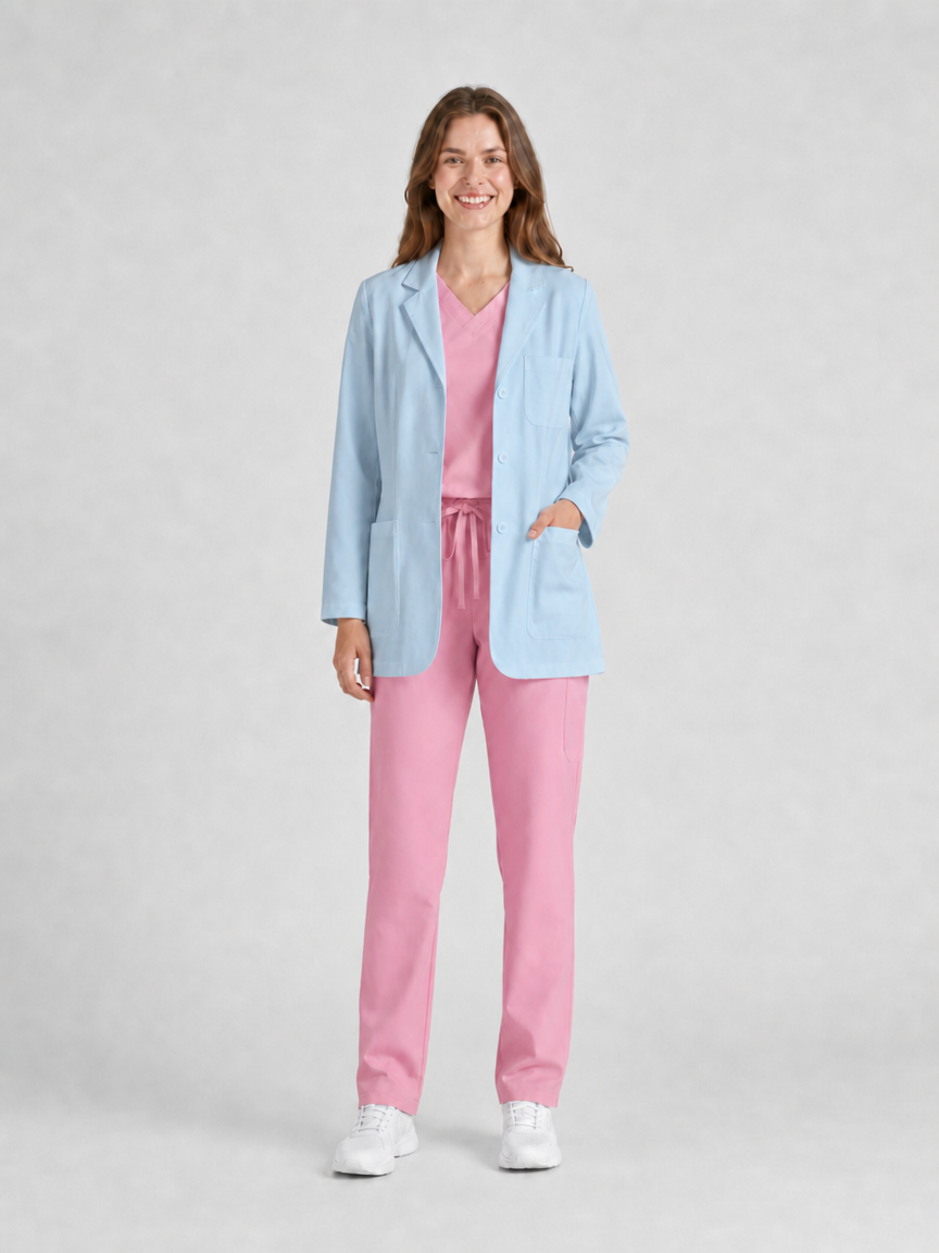 Women's Nuvra Classic Long Sleeve Lab Coat - Aegis Coat Medium Blue