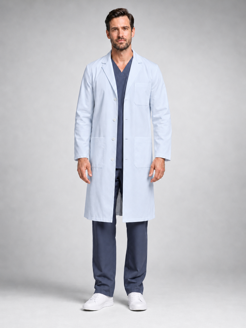 Men's Caelric Structured Lab Coat - Vela Blue White