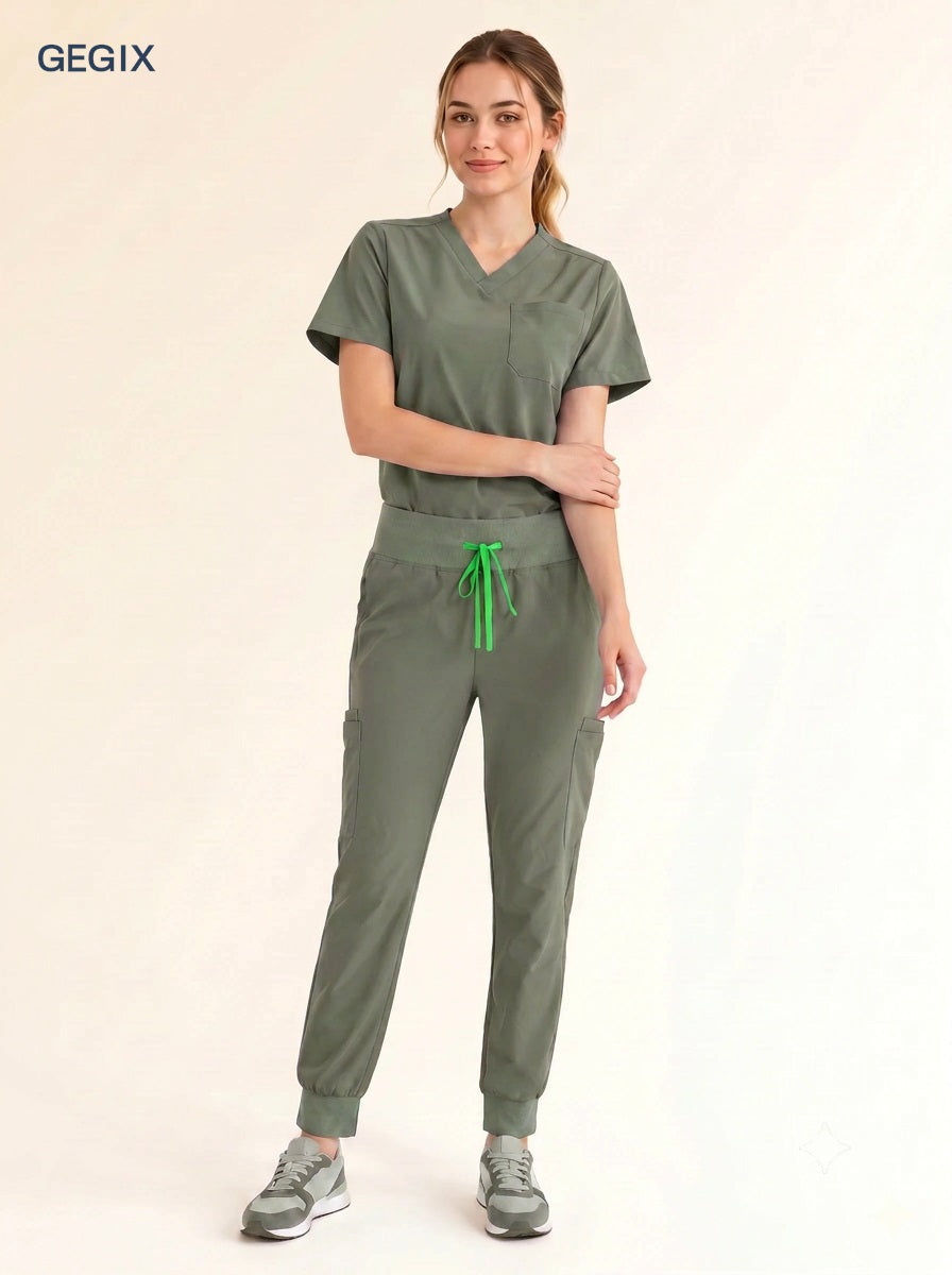 GEGIX Women Classic Scrub Suits Set - Tailored Comfort Workwear