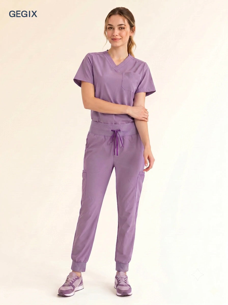 GEGIX Women Classic Scrub Suits Set - Tailored Comfort Workwear