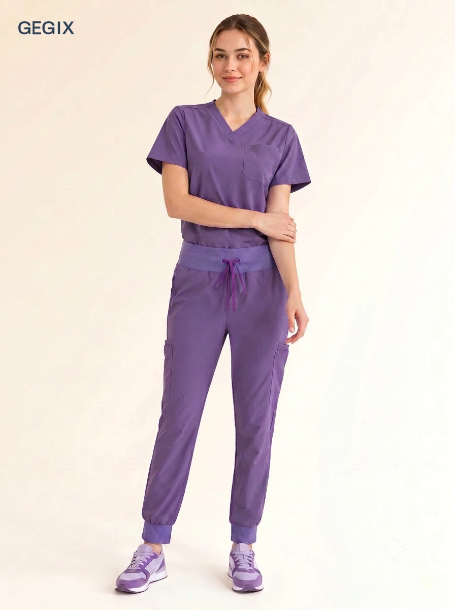 GEGIX Women Classic Scrub Suits Set - Tailored Comfort Workwear