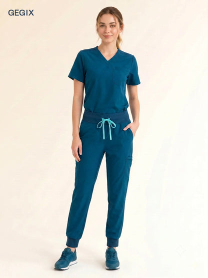 GEGIX Women Classic Scrub Suits Set - Tailored Comfort Workwear