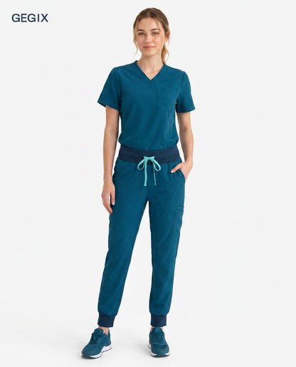 GEGIX Women Classic Scrub Suits Set - Tailored Comfort Workwear