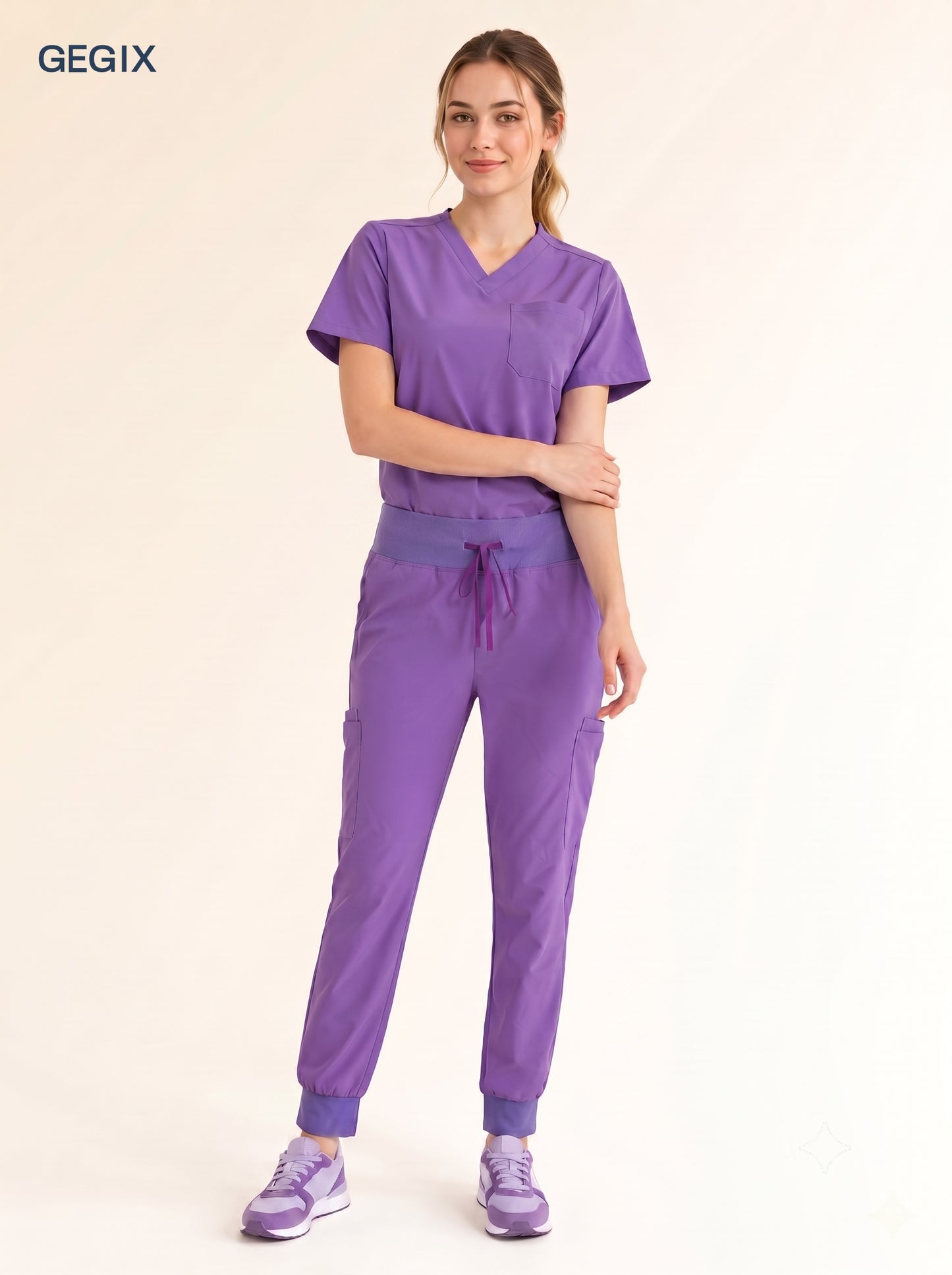 GEGIX Women Classic Scrub Suits Set - Tailored Comfort Workwear